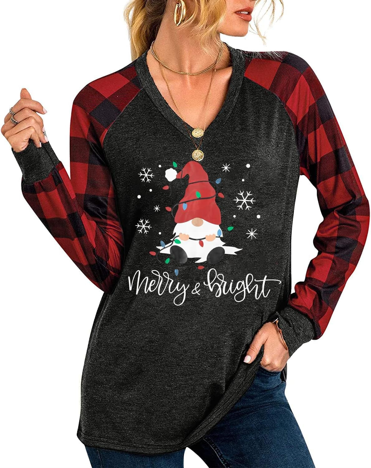 Merry Christmas Gnomes T-Shirt for Women