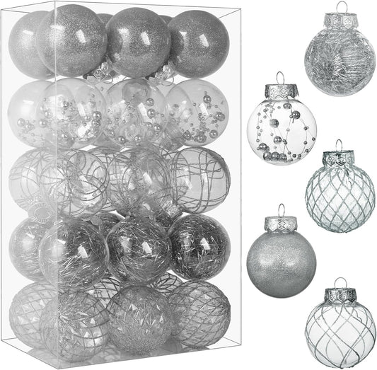 Clear Christmas Ball Ornaments - 30 Count