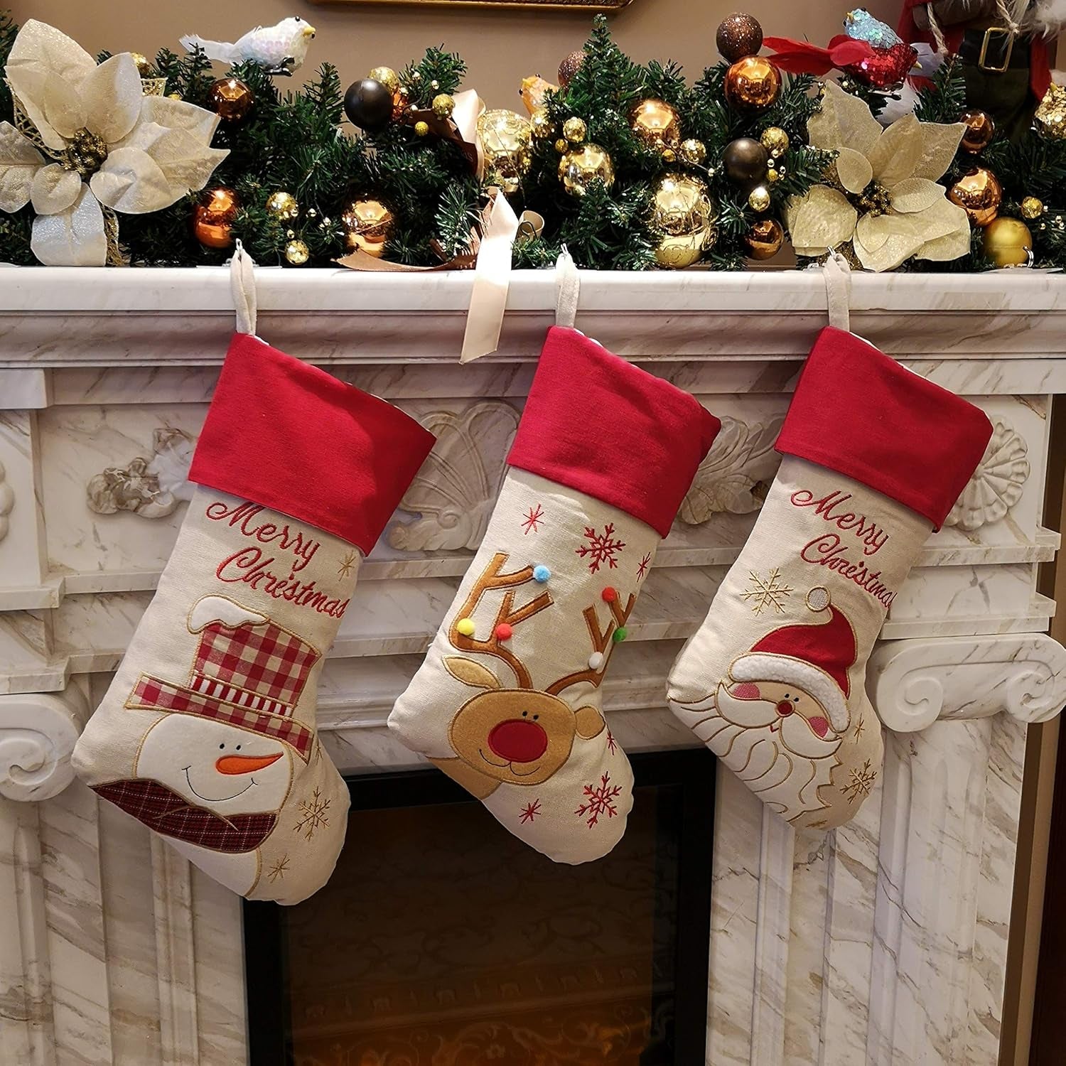 Vintage Christmas Stockings (Set of 3)