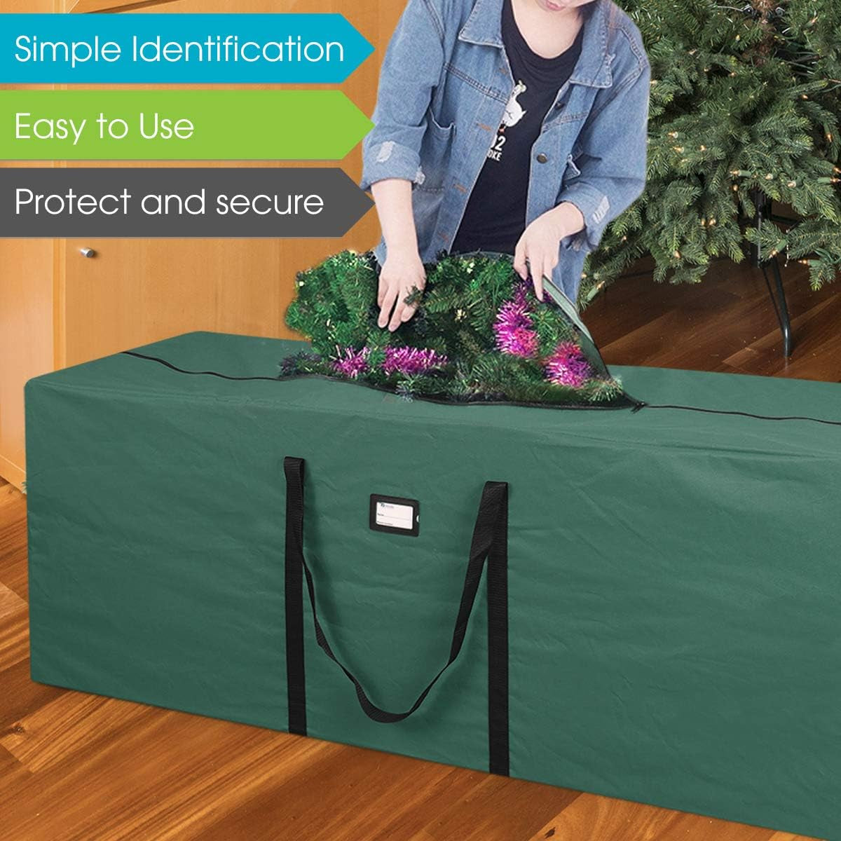 Large Christmas Tree Storage Bag - Fits up to 9 Ft. Tall Disassembled Tree (Green)