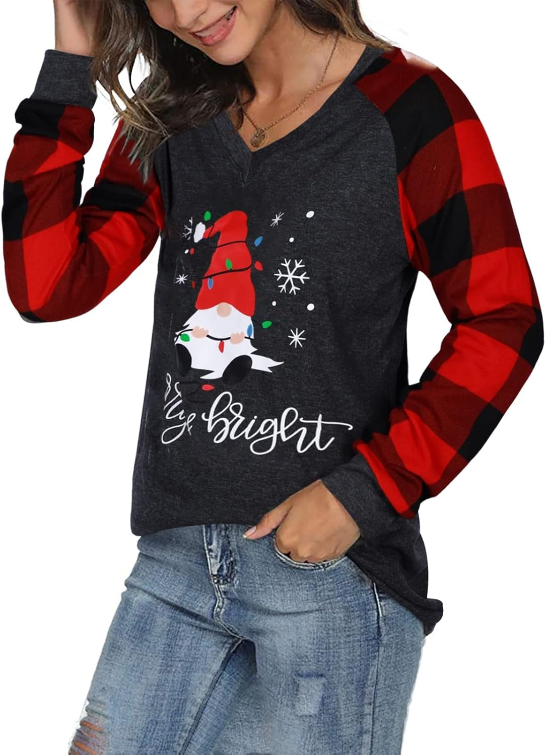 Merry Christmas Gnomes T-Shirt for Women