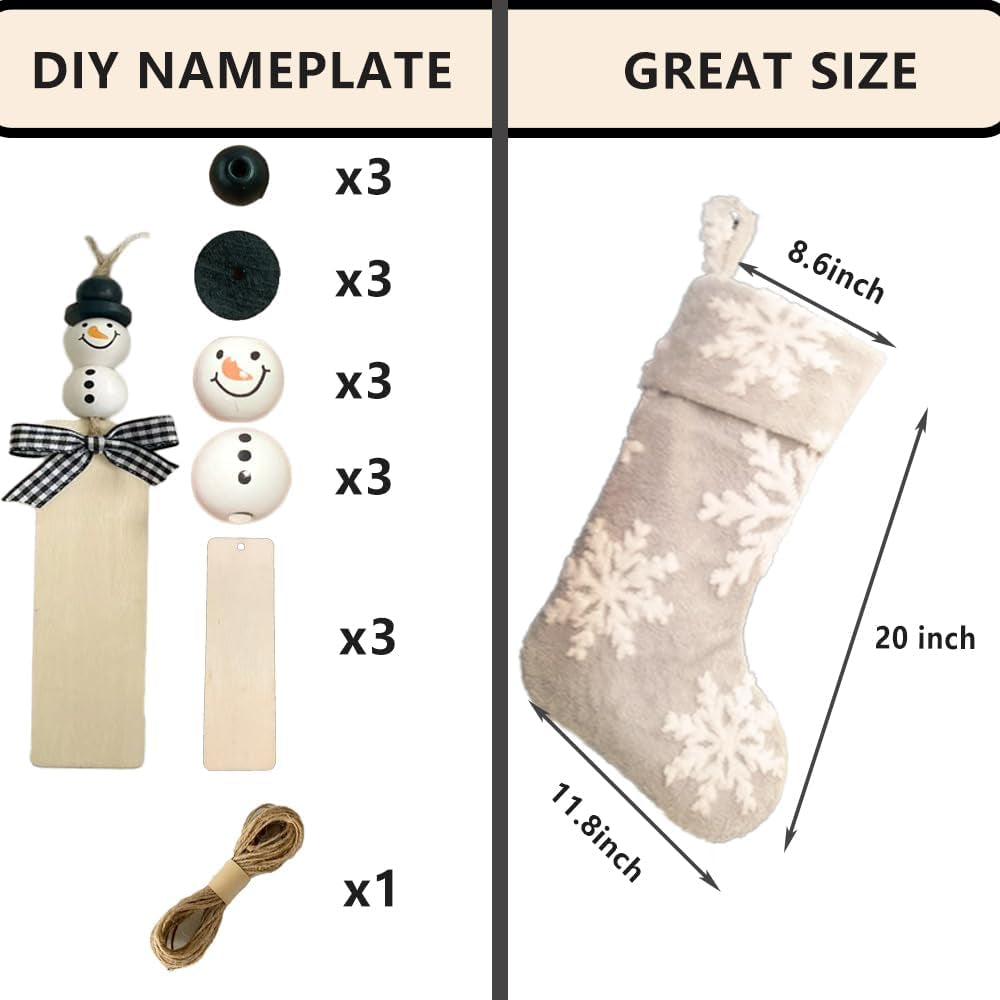 Faux Fur Snowflake Christmas Stockings (Set of 3)