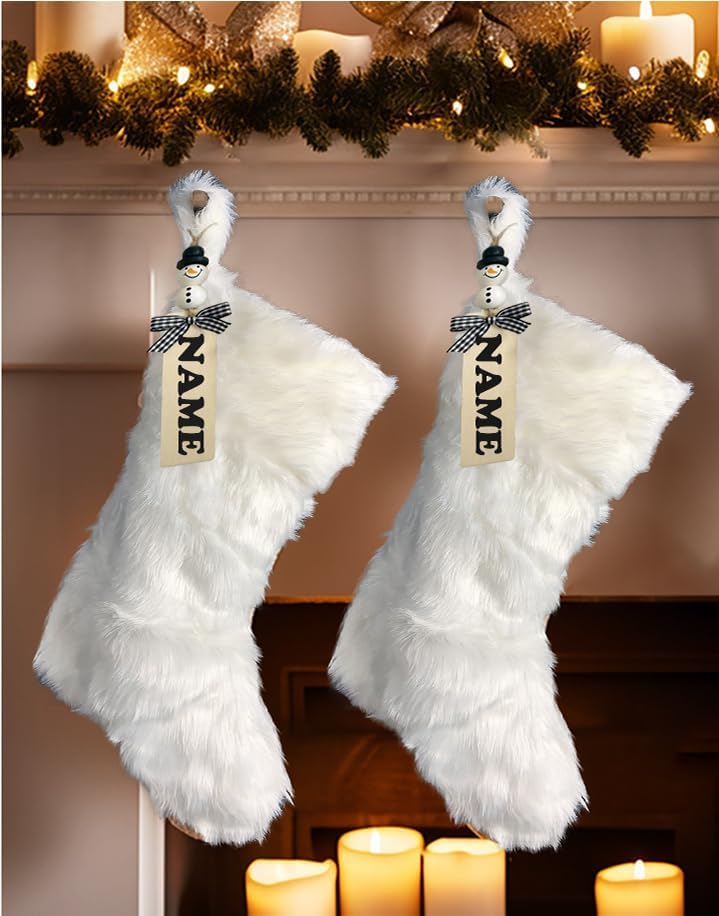 Faux Fur Snowflake Christmas Stockings (Set of 3)