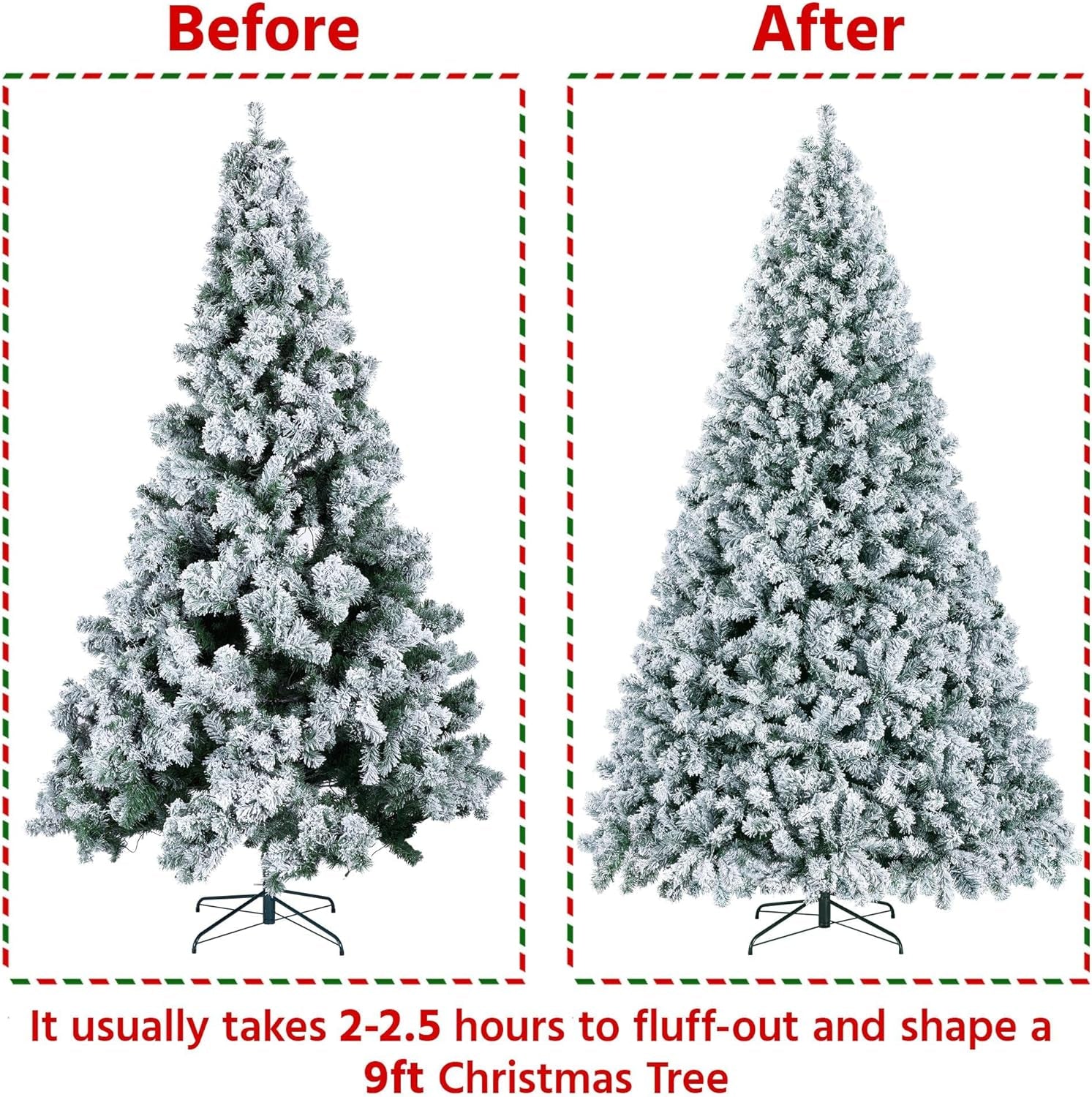 9-Foot Pre-Lit Snow Flocked Artificial Christmas Tree with Warm White Lights