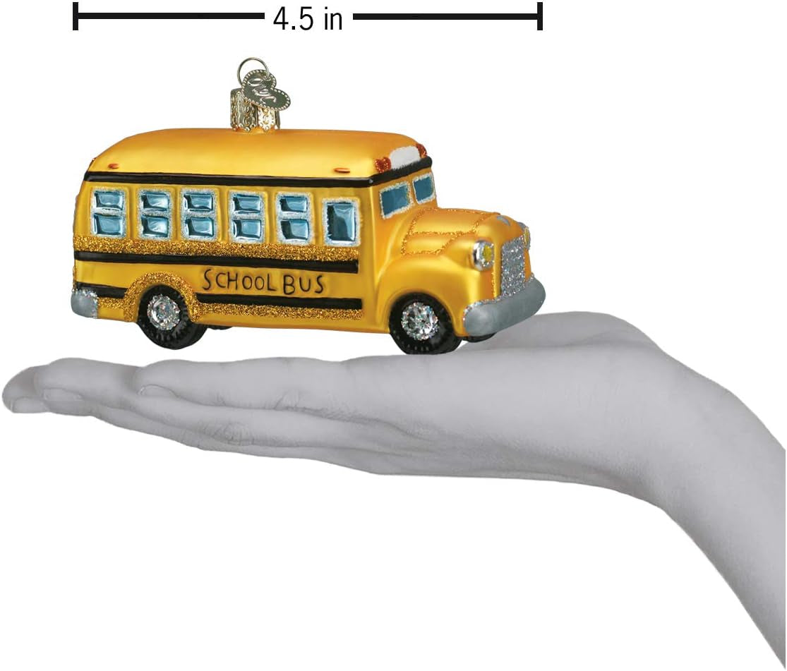 Ornaments: School Bus Glass Blown Ornaments for Christmas Tree (46007) 2 X 4.25