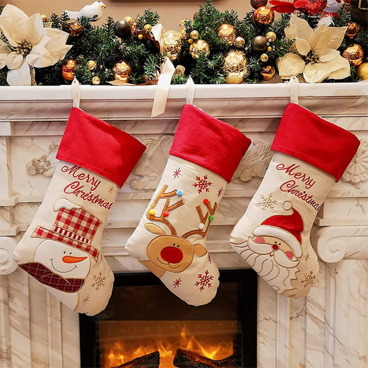 Vintage Christmas Stockings (Set of 3)