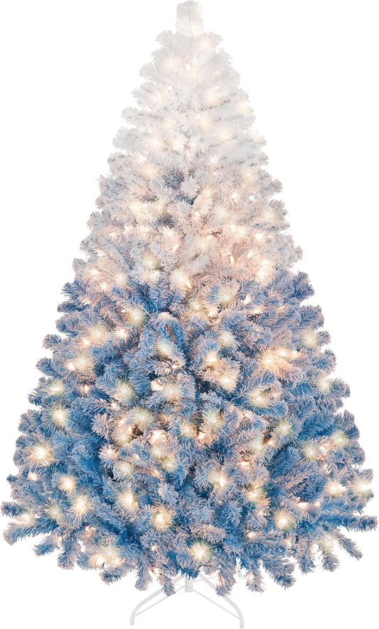 9-Foot Pre-Lit Snow Flocked Artificial Christmas Tree with Warm White Lights