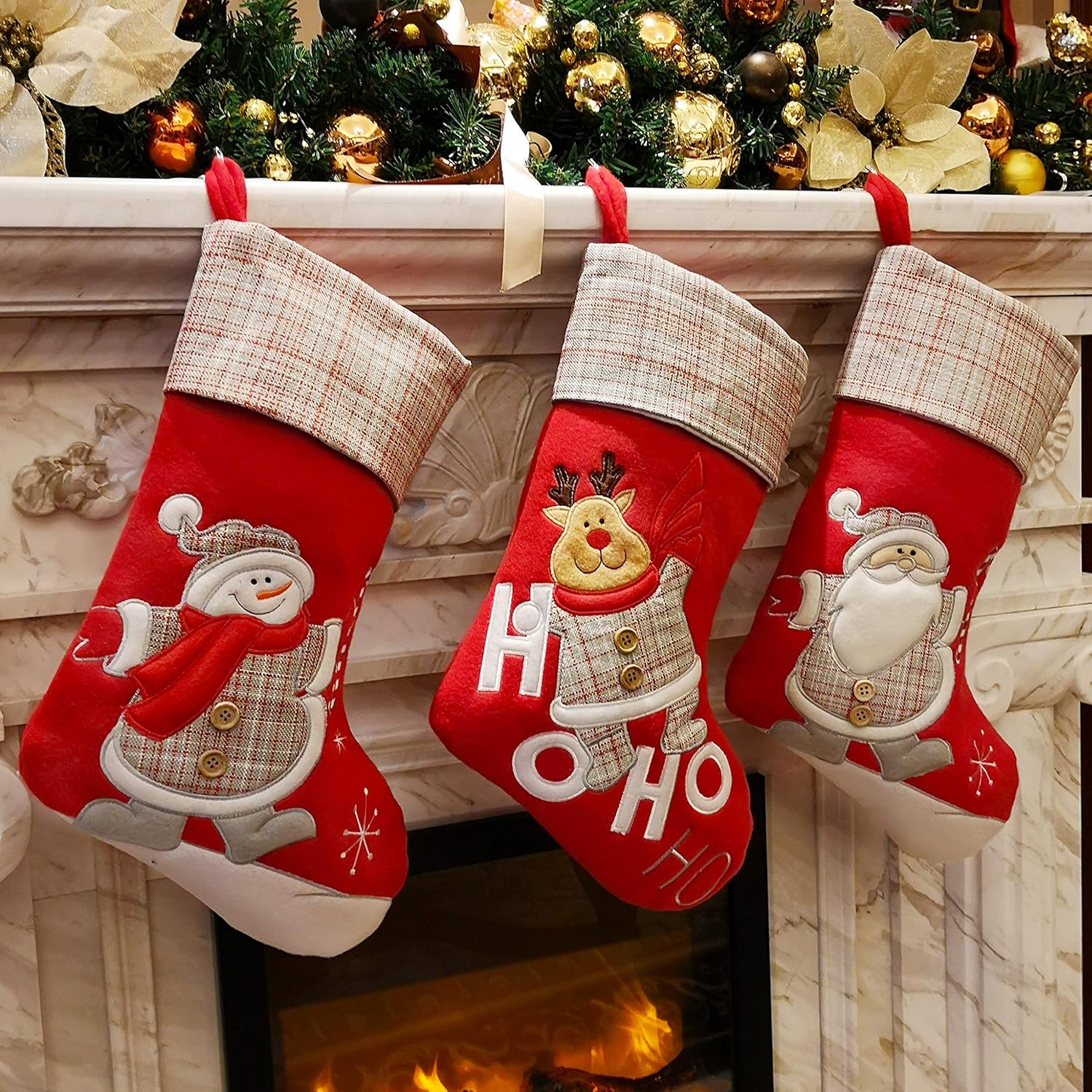 Vintage Christmas Stockings (Set of 3)