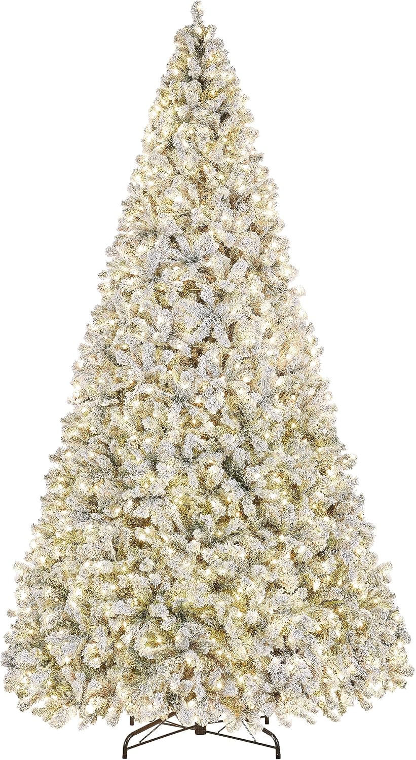 9-Foot Pre-Lit Snow Flocked Artificial Christmas Tree with Warm White Lights