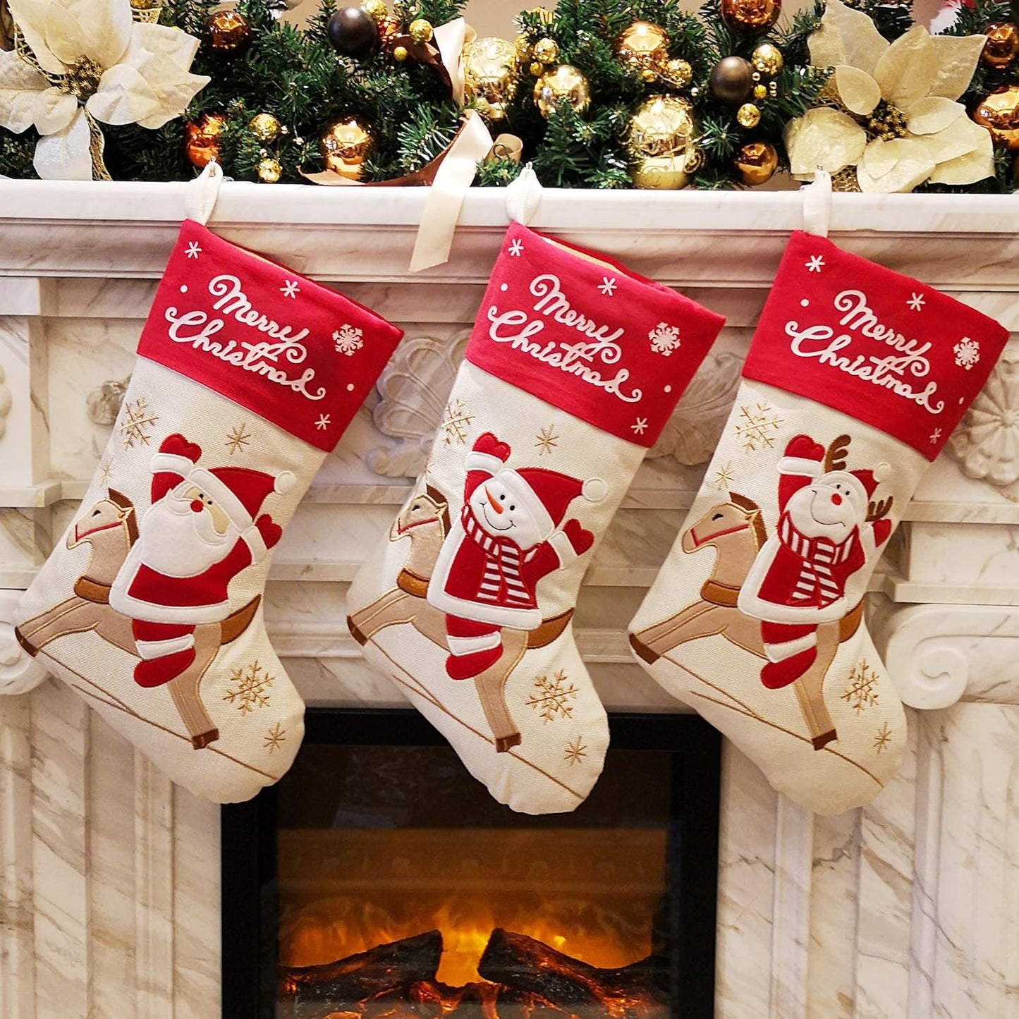 Vintage Christmas Stockings (Set of 3)