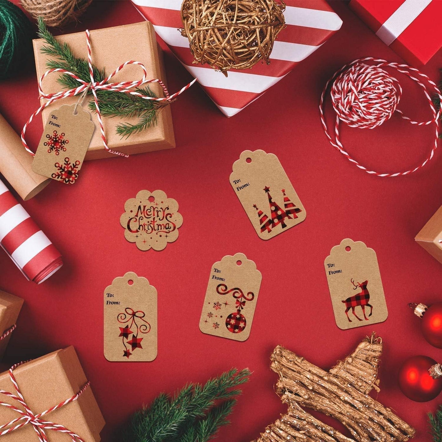  Christmas Kraft Paper Gift Tags -120