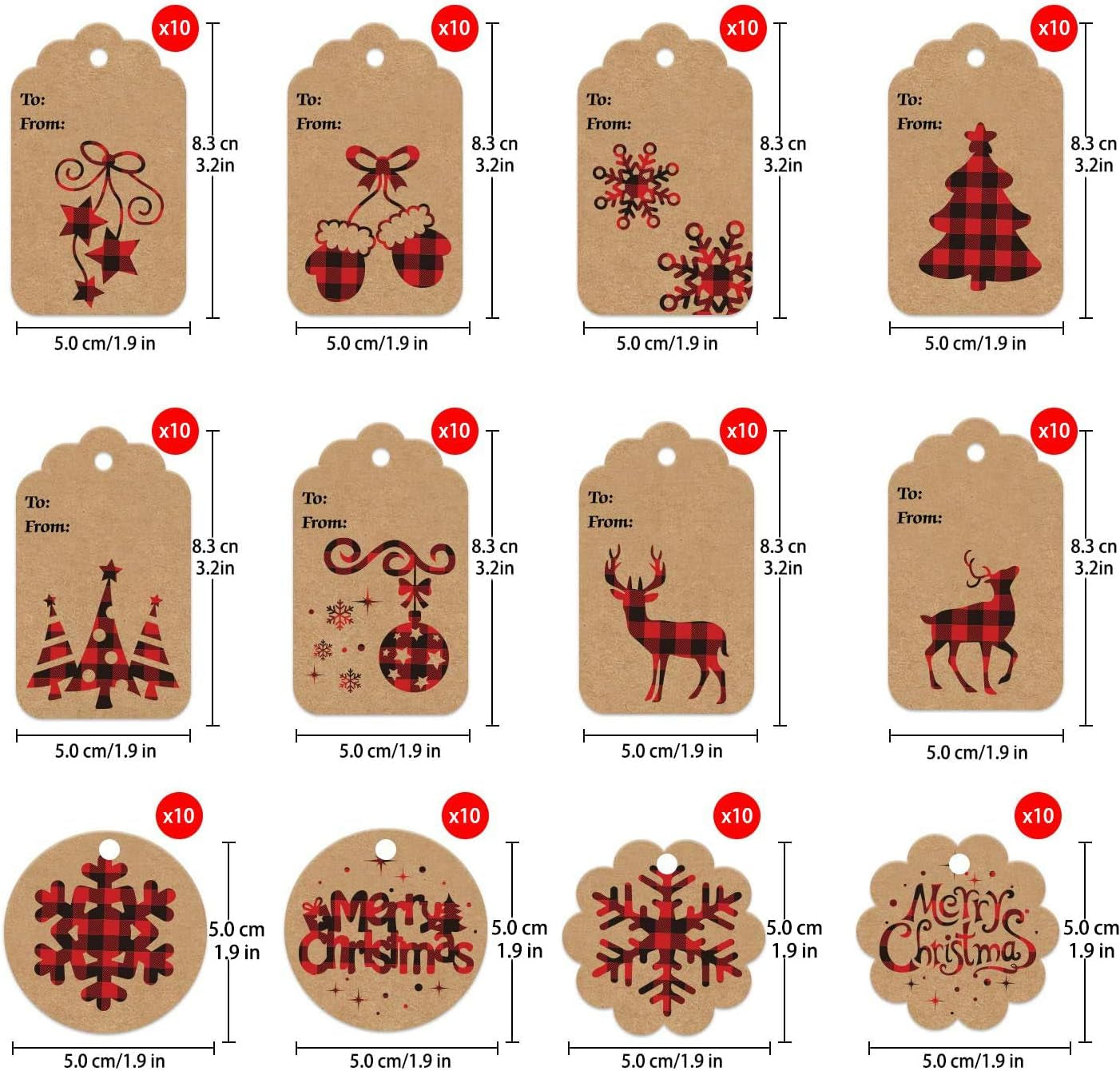  Christmas Kraft Paper Gift Tags -120