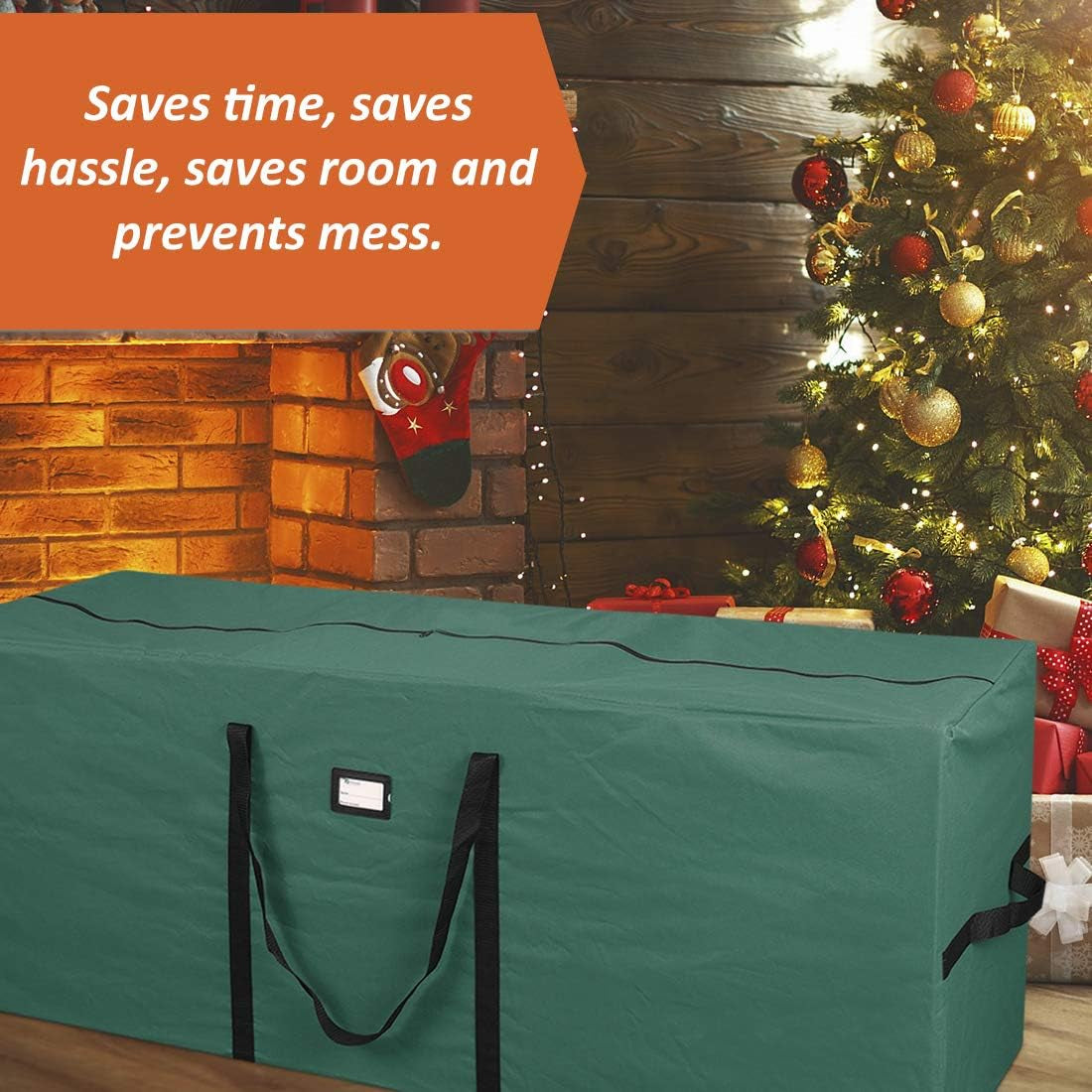 Large Christmas Tree Storage Bag - Fits up to 9 Ft. Tall Disassembled Tree (Green)