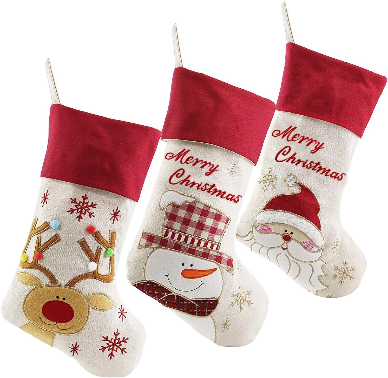 Vintage Christmas Stockings (Set of 3)