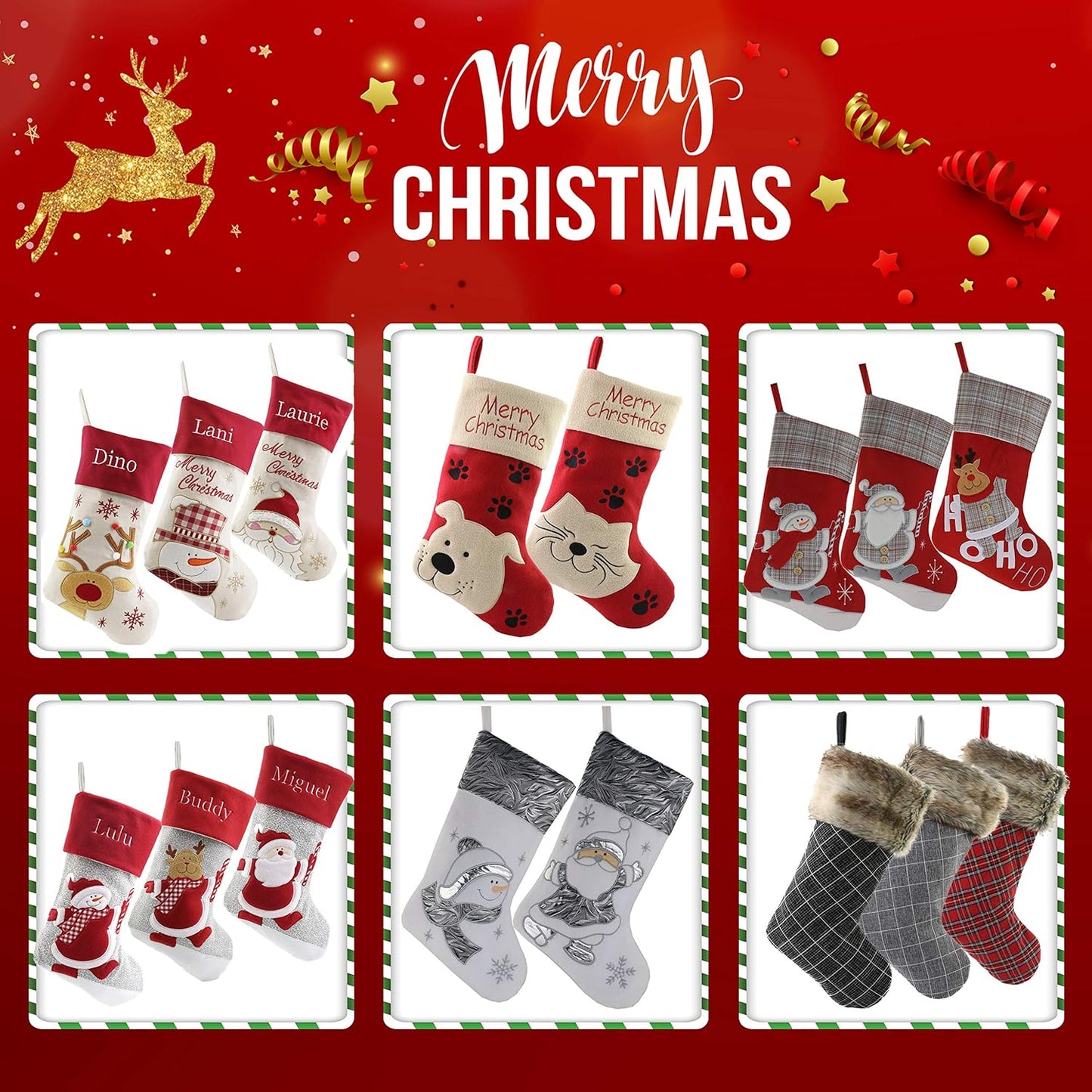 Luxury Silver Christmas Stockings (Set of 3)