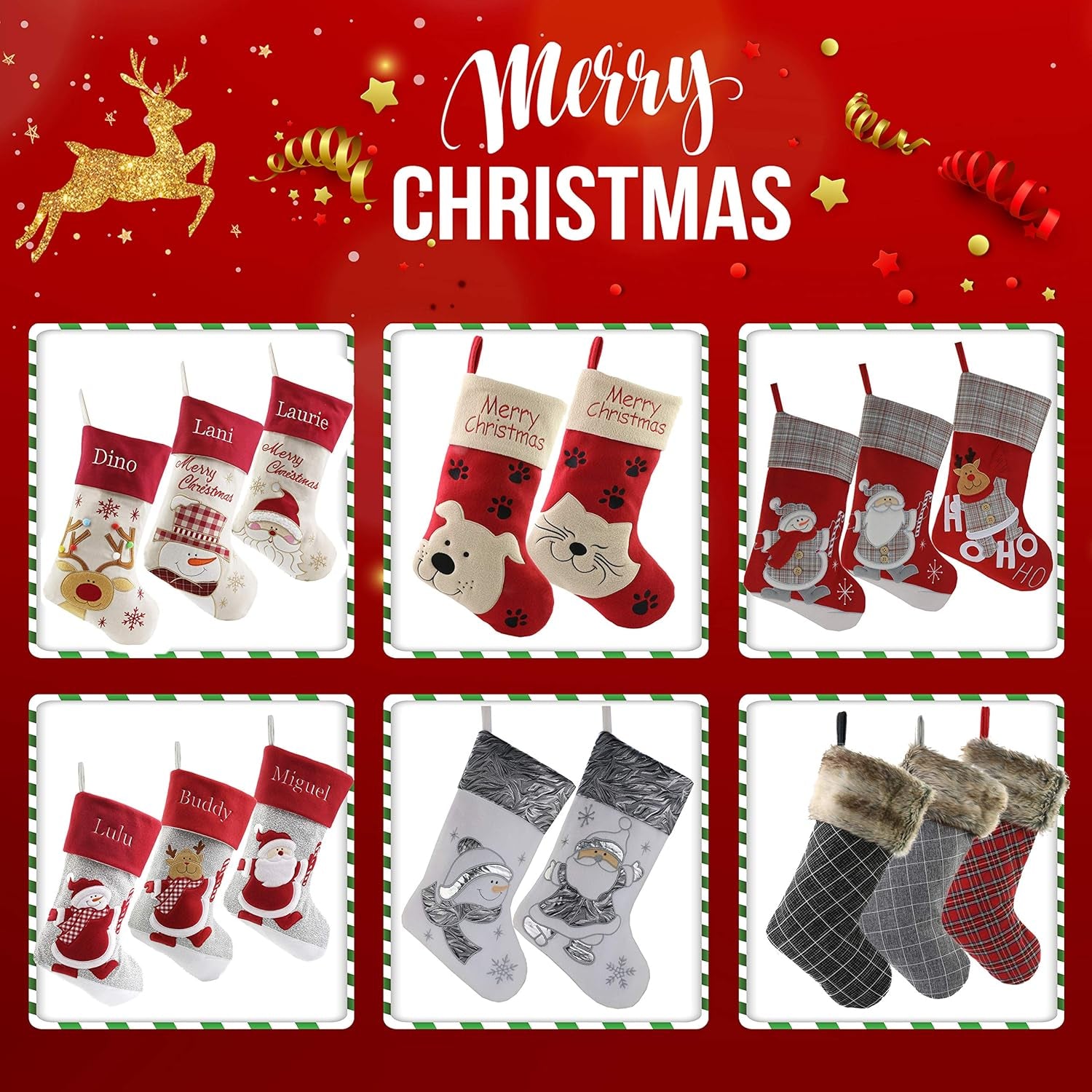 Luxury Silver Christmas Stockings (Set of 3)