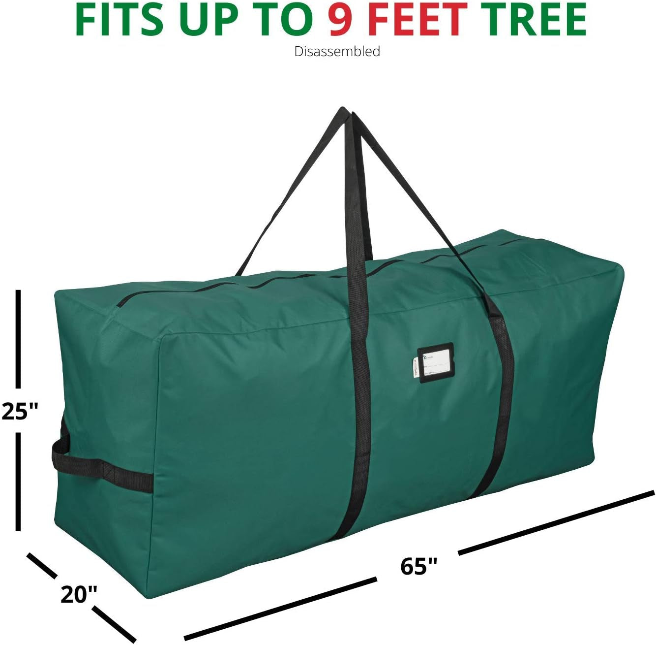 Large Christmas Tree Storage Bag - Fits up to 9 Ft. Tall Disassembled Tree (Green)