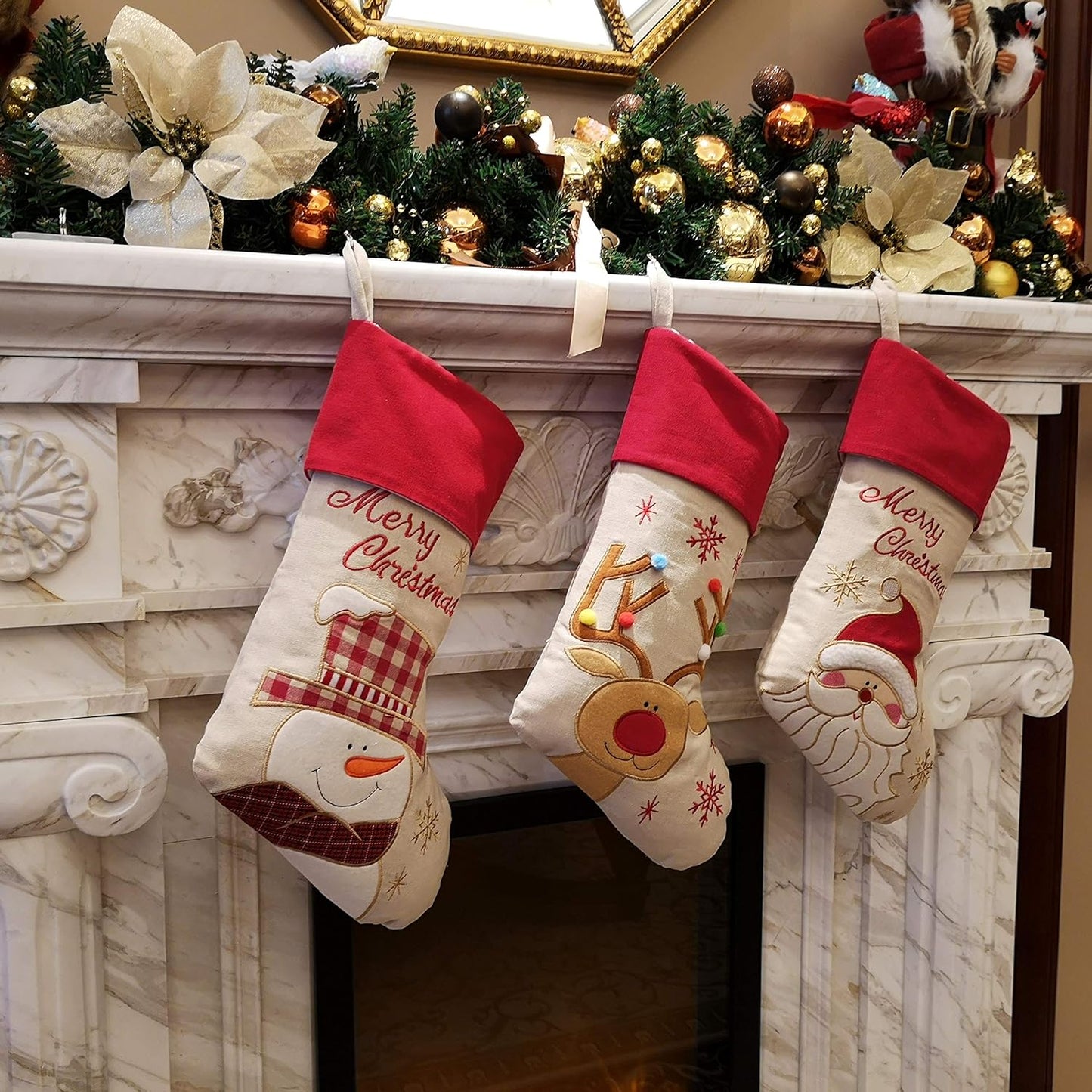 Vintage Christmas Stockings (Set of 3)