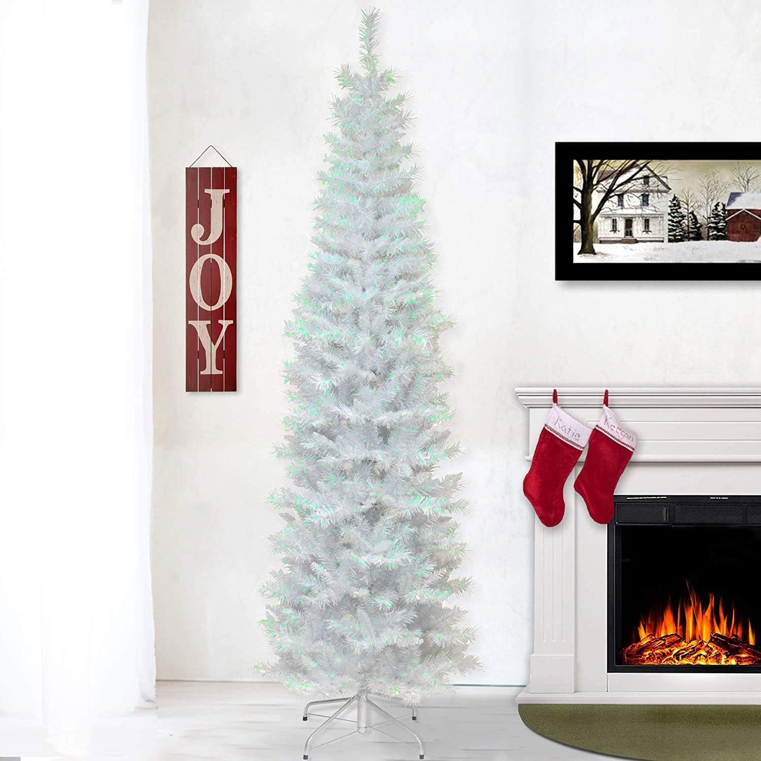 6-Foot White Tinsel Artificial Christmas Tree with Stand