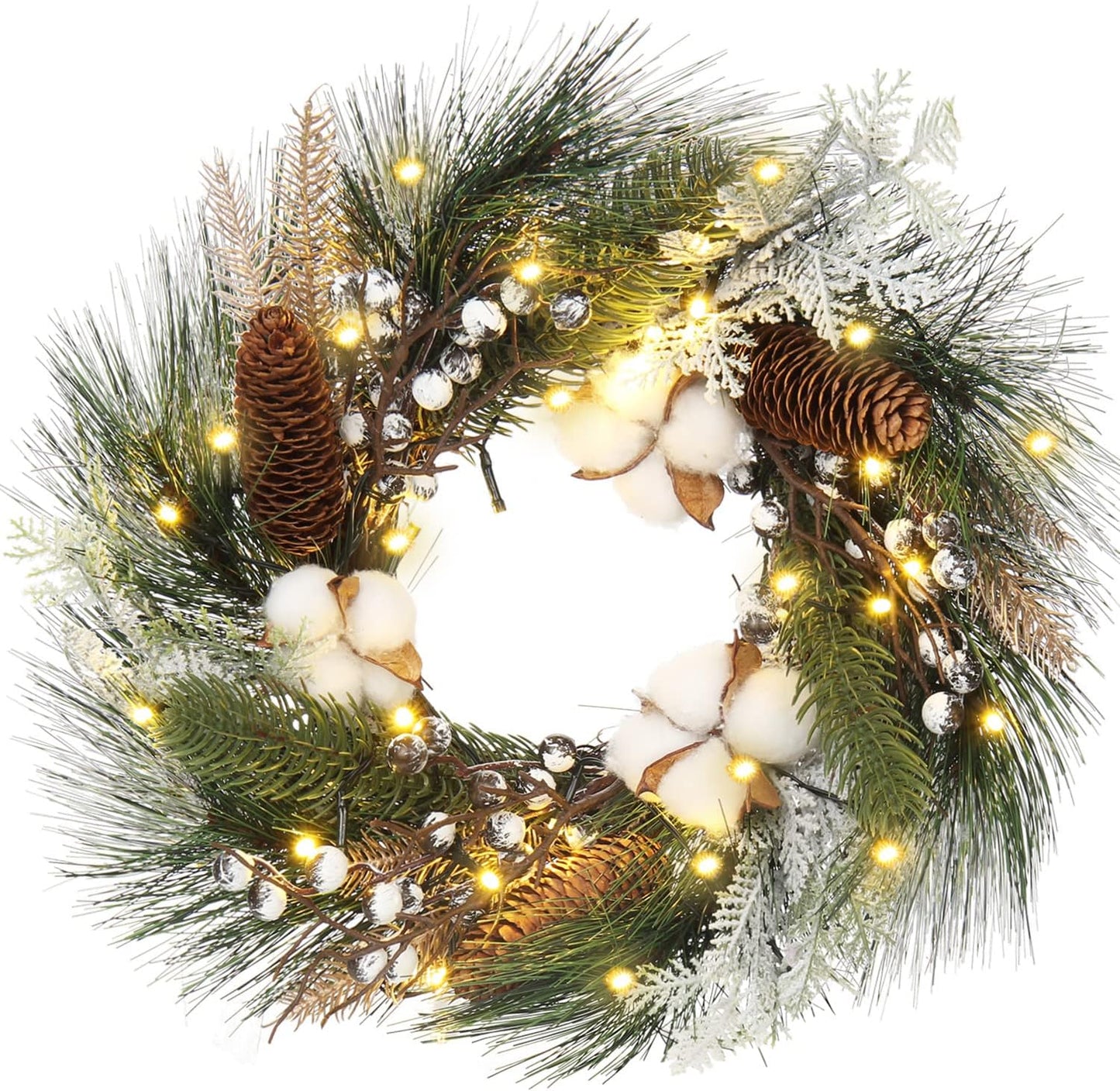 20" Christmas Wreath with LED Lights