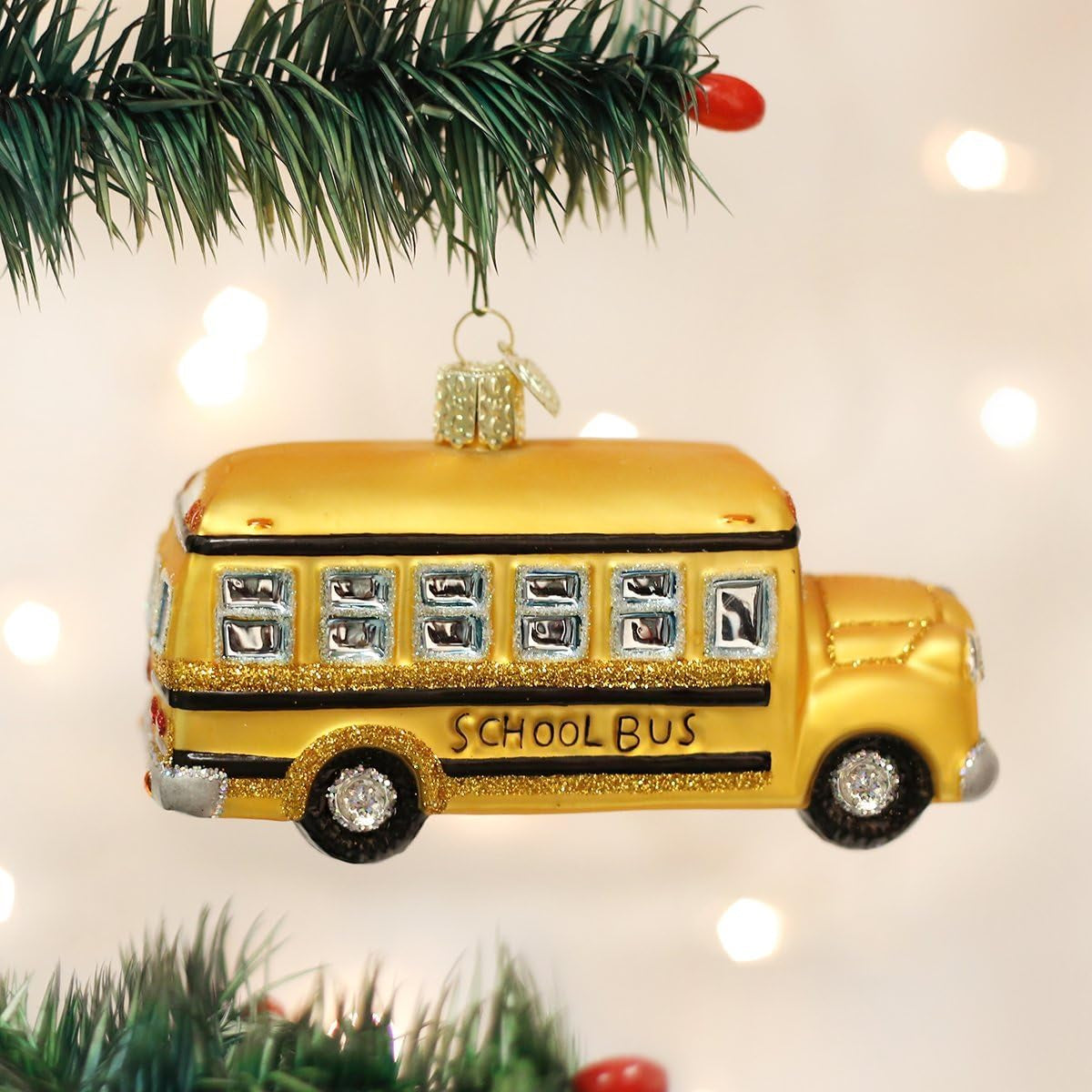 Ornaments: School Bus Glass Blown Ornaments for Christmas Tree (46007) 2 X 4.25