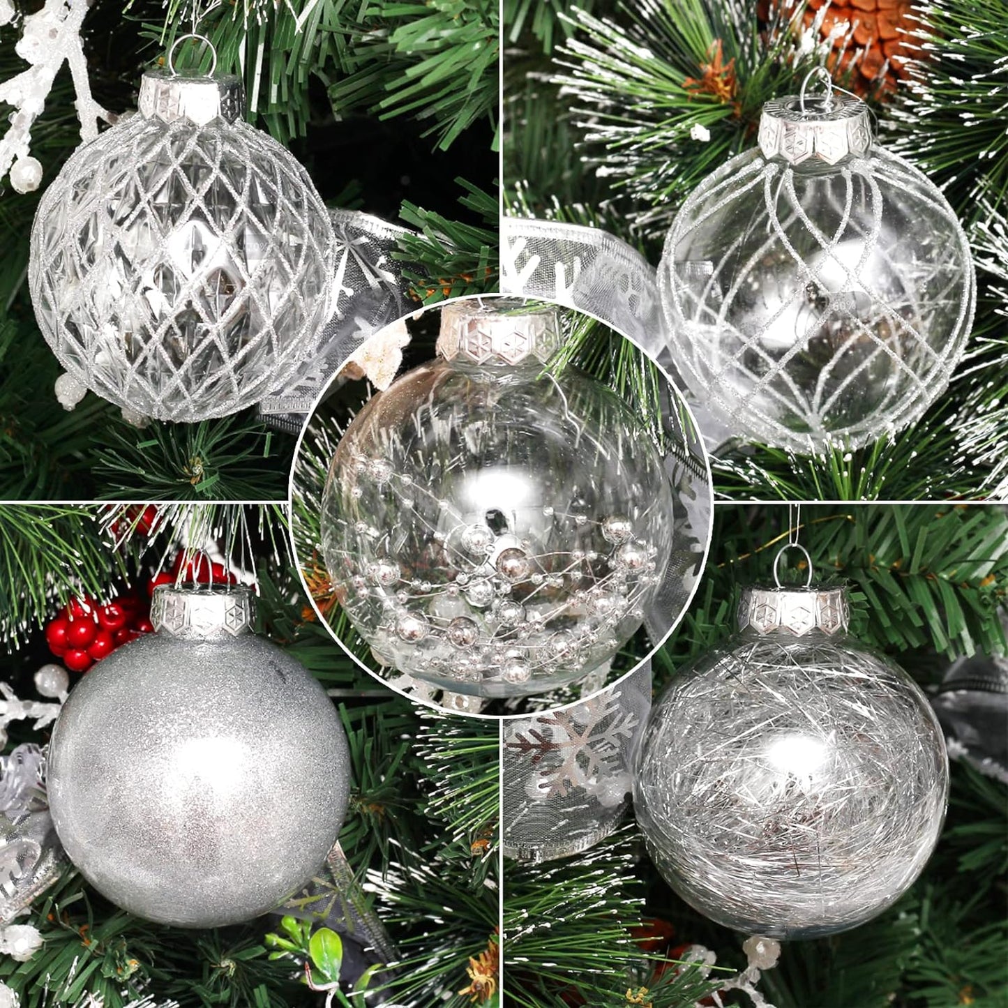 Clear Christmas Ball Ornaments - 30 Count